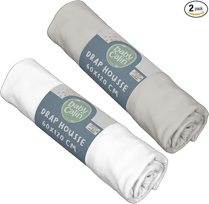 Babycalin Draps Housse Blanc/Gris